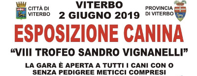 ESPOSIZIONE CANINA, DOMENICA 2 GIUGNO IL VIII TROFEO SANDRO VIGNANELLI