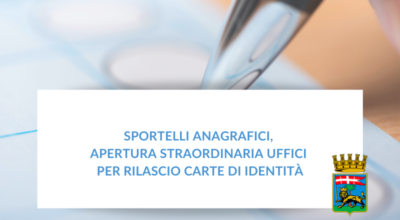 Sportelli anagrafici, apertura straordinaria uffici per rilascio carte di identità