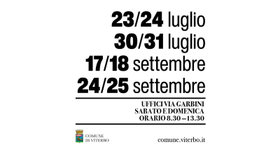 Secondo appuntamento con l’Open Day Anagrafe – 30 e 31 luglio