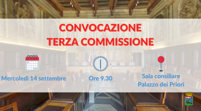 Terza commissione in riunione mercoledi 14 settembre. All’Odg elezione presidente e vice presidente