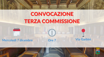 Terza commissione in riunione domani 7 dicembre alle 10