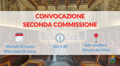 Seconda commissione in riunione domani 21 e in prosecuzione mercoledi 22 marzo alle 9.30