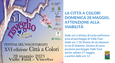 La Città a colori domenica 28 maggio, attenzione alla viabilità