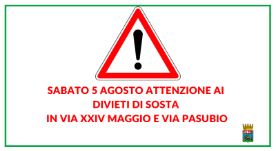 Sfalcio meccanizzato, sabato 5 agosto attenzione ai divieti di sosta in via XXIV Maggio e via Pasubio