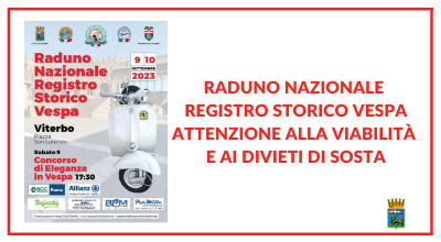 Raduno nazionale registro storico Vespa, attenzione alla viabilità e ai divieti di sosta