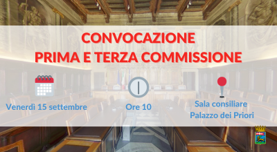 Prima e terza commissione in seduta congiunta domani 15 settembre alle ore 10