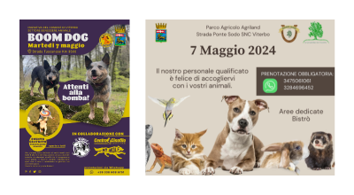 7 maggio, Agriland e centro cinofilo sportivo il Bullicame a disposizione per accogliere persone con animali al seguito. Ecco come fare