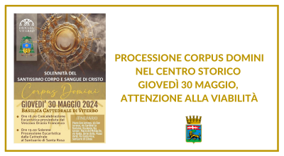 Processione Corpus Domini nel centro storico giovedì 30 maggio, attenzione alla viabilità