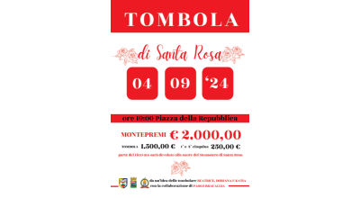 Il 4 settembre alle 19 torna la tombola di Santa Rosa