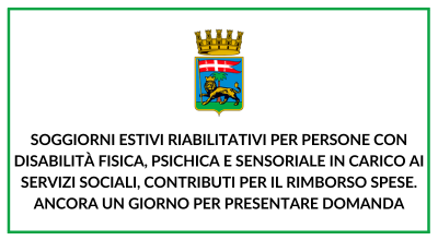 Soggiorni estivi riabilitativi per persone con disabilità fisica, psichica e sensoriale in carico ai servizi sociali, contributi per il rimborso spese. Ancora un giorno per presentare domanda