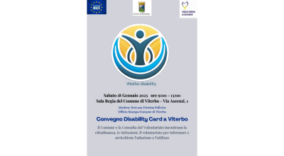 Disability card a Viterbo, se ne parla in un convegno sabato 18 gennaio a Palazzo dei Priori